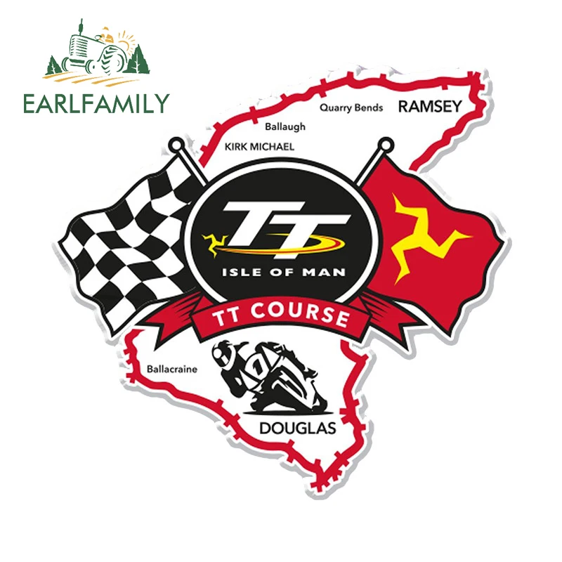EARLFAMILY 13 سنتيمتر سباقات TT جزيرة الرجال شعار ملصقات السيارات مقاوم للماء واقية من الشمس مائي محمول الوفير دراجة نارية جذع اكسسوارات السيارات