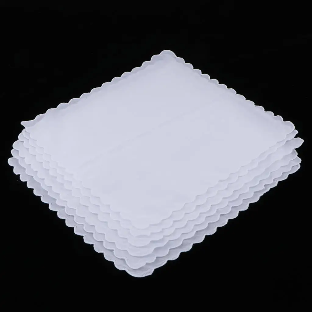 

6x Men Women Cotton White Handkerchiefs Comfy Hanky Hankies Kerchief