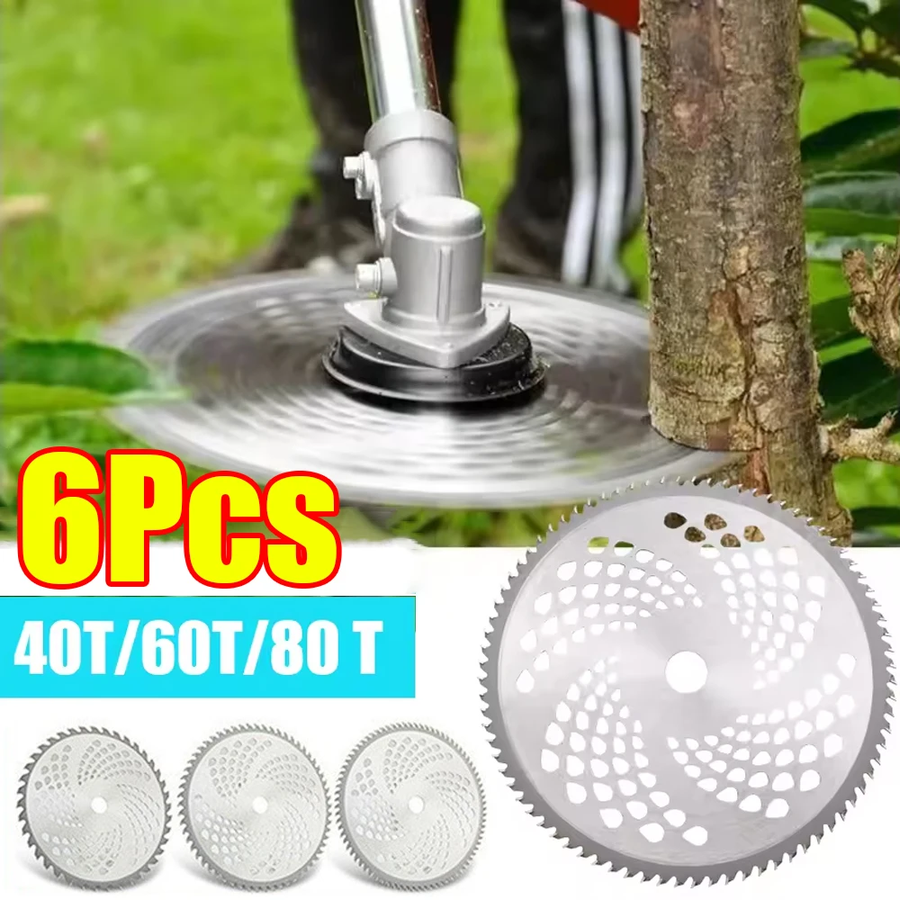 

1-6Pcs Lawn Mower Blade Lawn Mower Replacement Alloy Steel Blade 40/60/80 Teeth Trimmer Garden Tool for Garden Weed Mower Parts