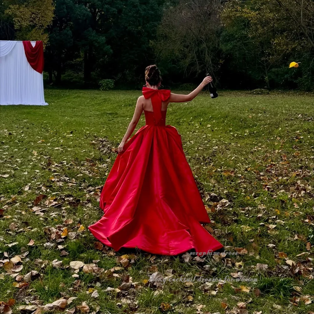 Cetim personalizado halter vestidos de noite alta divisão noite fora vestido de baile espartilho longo vestido de baile com alças vestidos de cocktail formais