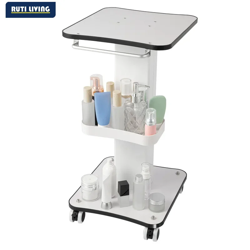Beauty Trolley Cart for Salon, 33lbs Load Capacity, 4 Lockable Silent 360° Wheels, Multifunctional Beauty Trolley with Tray