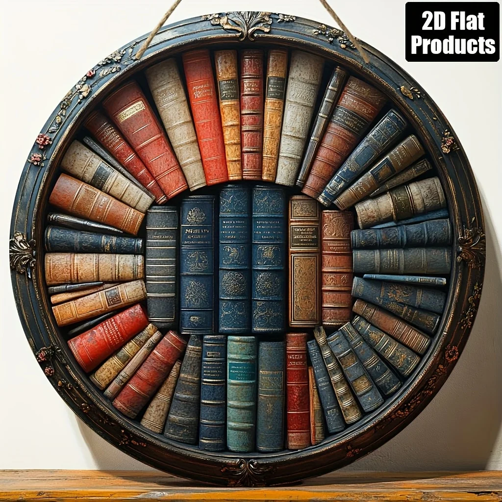 2D Flat - [Home Decoration] Vintage Bookshelf Wall Art - 8x8