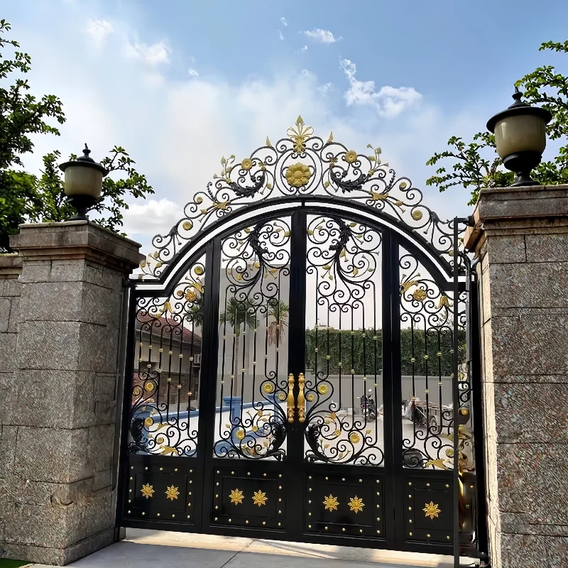 

Fancy Wrought Iron Exterior Gate For Villa Main Design With Automatic Opening And Swing Style