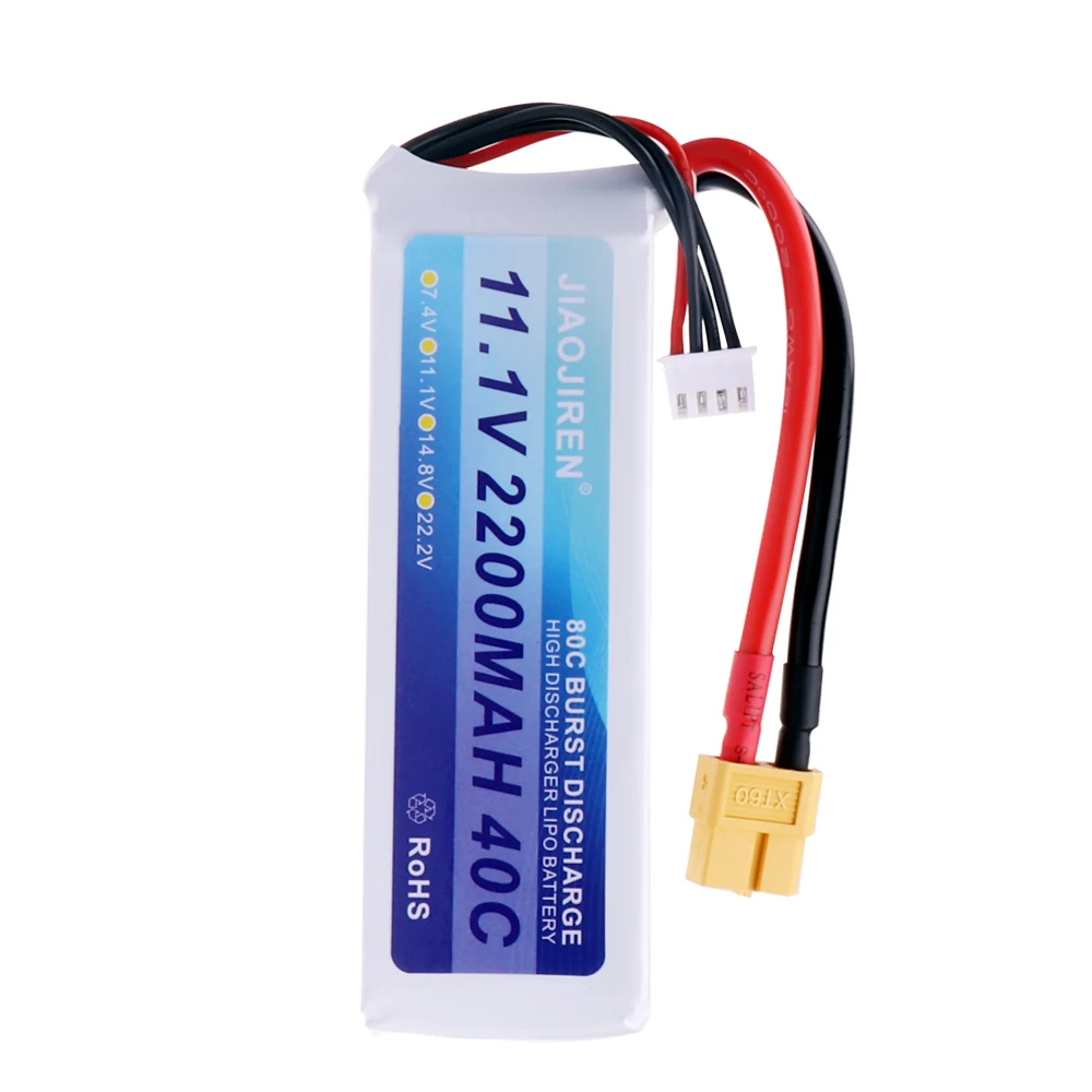 Baterai LiPo 3S 11.1V 2200mAh, untuk pesawat helikopter RC, Quadcopter, mobil dengan T/JST/XT30/XT60, suku cadang baterai 11.1v