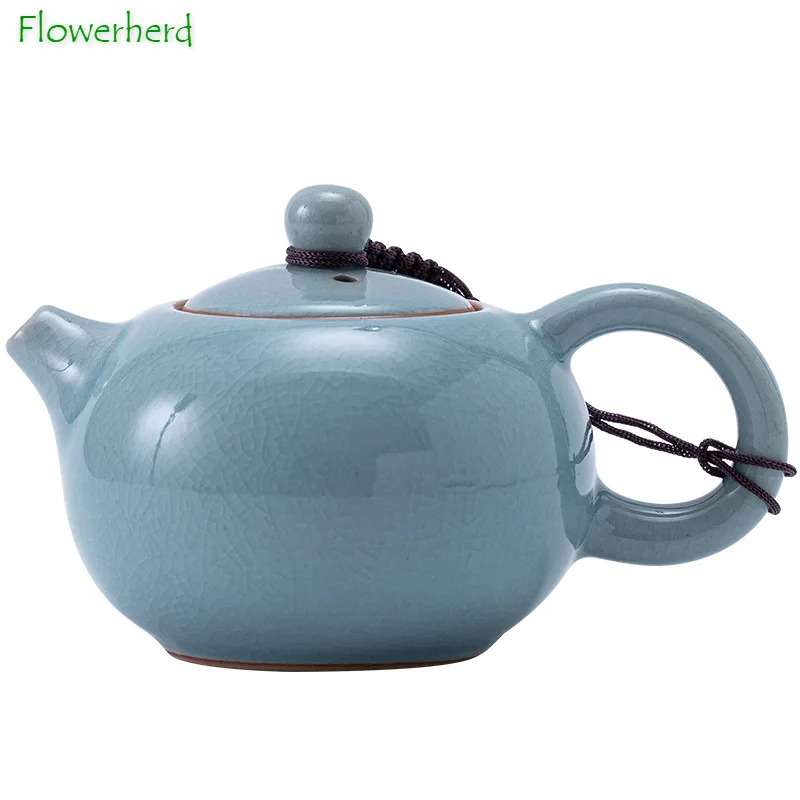 Ge Kiln Ceramic Tea Pot and Tea Cup Handmade Chinese Style Ice Crack Teapot Teacup Household Kung Fu Tea Set Chinese Tea Set