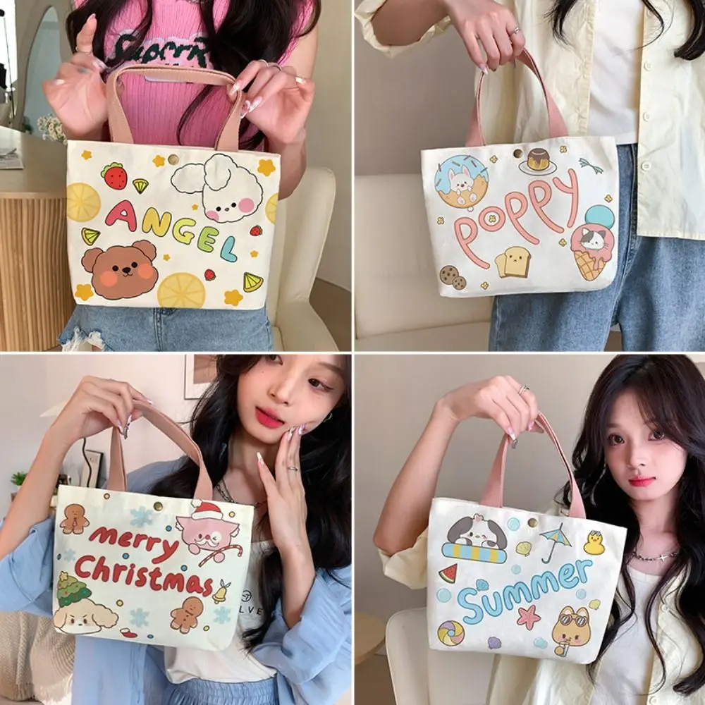 Canvas Tote Bag Fashion Cartoon Print Storage Bag Lunch Bag Portable Large Capacity Mini Handbags