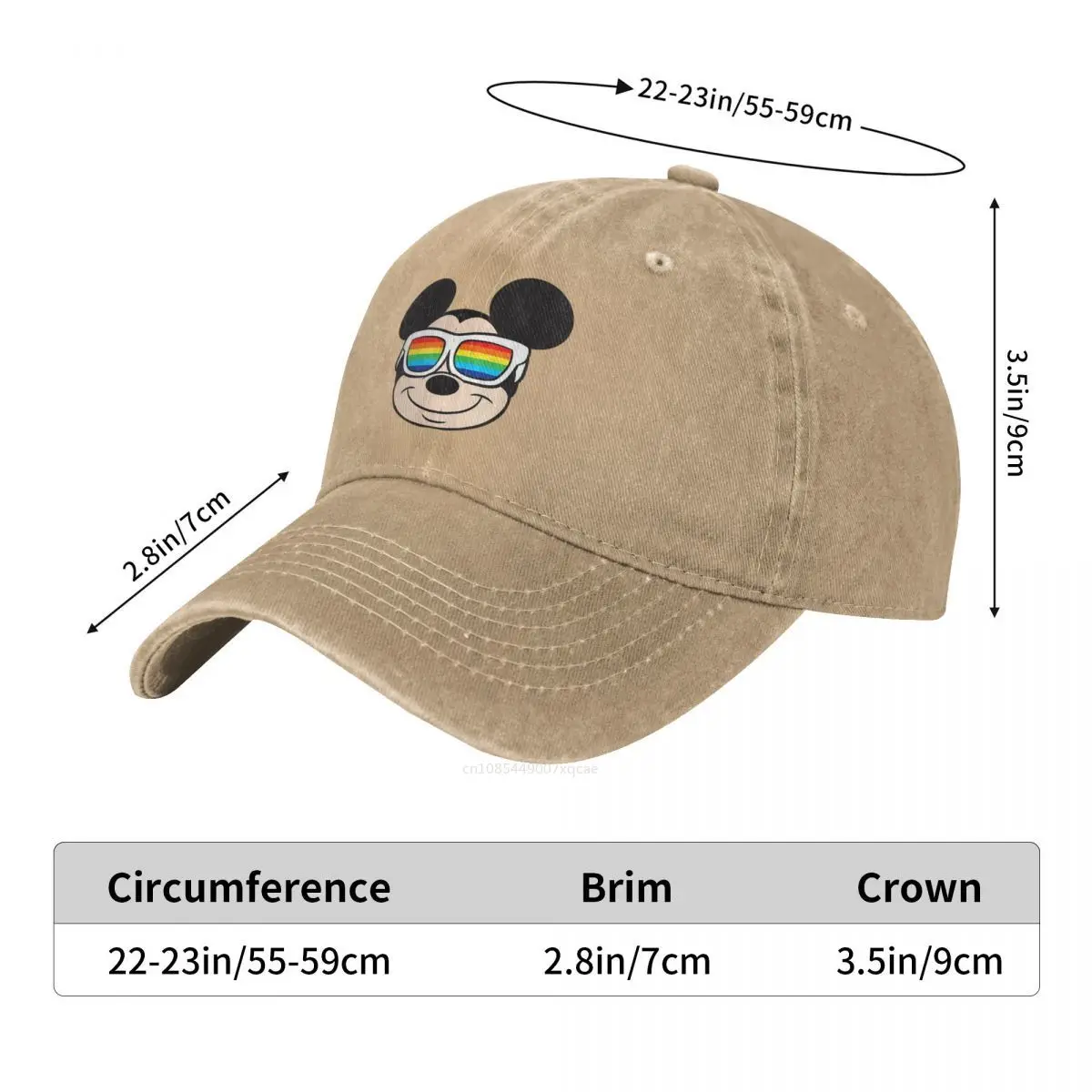 Mickey Mouse Unisex Baseball Cap Regenbogen Sonnenbrille Distressed Denim Caps Hut Vintage Outdoor-Aktivitäten Geschenk Snapback Hut