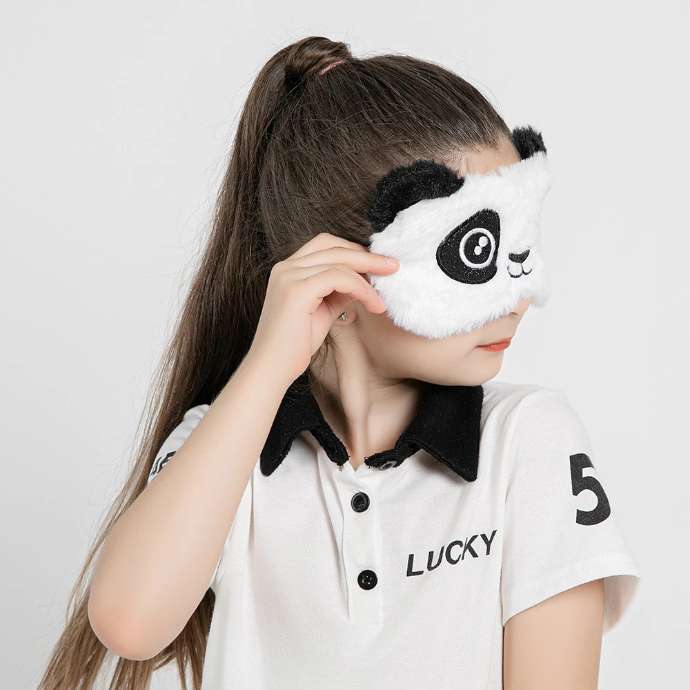 Cute Cartoon Plush Panda Sleeping Eye Mask Night Dream Eye Patches Soft Lightproof Sleep Eye Covers for Girls Boys to Sleep Well