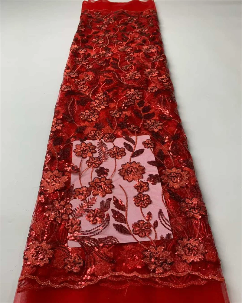 

Quality French Nigerian Sequins Multicolour Net African Tulle Mesh Sequence Lace Fabric For Dress