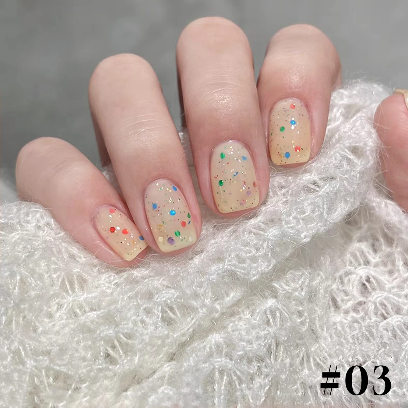 MEC 1-8個入り チーズアイスクリーム スパンコール ジェルネイルポリッシュ 2025秋冬 ドーパミン ジェントルフレッシュ フェアリークリーム スパンコール ネイルアート用品