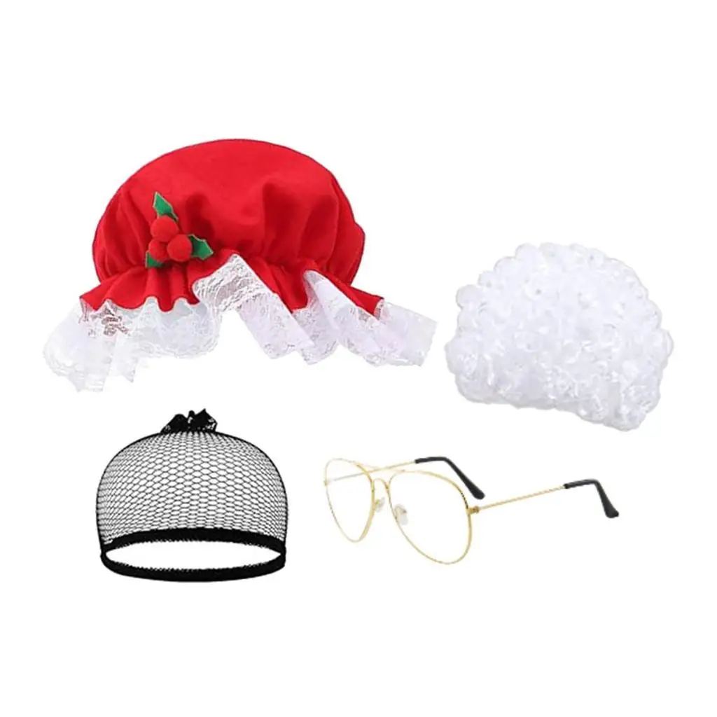 

Парик Миссис Клаус, вьющиеся волосы, парик, реквизит для фотосессии, женский стандартный парик Санта-Клауса для праздника