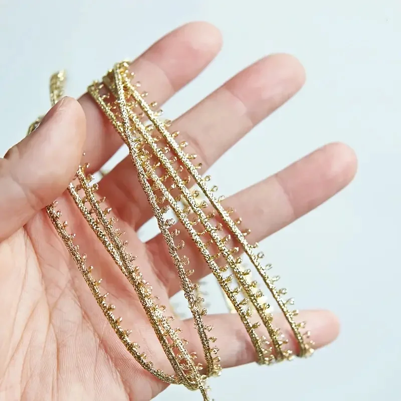 1 Yard ultrafeines glitzerndes goldenes Besatzband, Näh- und Bastelbedarf, dekorativer Spitzenkante für DIY-Projekte, Verzierungen, Hochzeiten – Detail 5