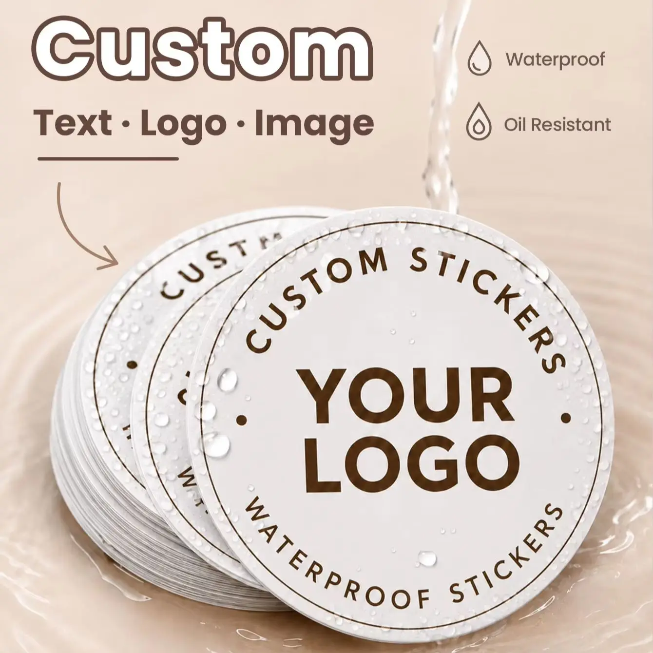 1-100PCS Custom Stickers,Personalized Round Labels with Custom Image&Text for Family,Kitchen Jar Tags,Spice Bottle Labels