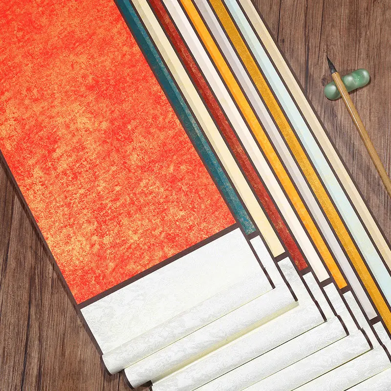 ورق أرز معلق على الطراز الصيني ، لفيفة تذهيب فارغة ، لوحة بخط يدوي مؤطرة ، ورق شوان نصف ناضج #4