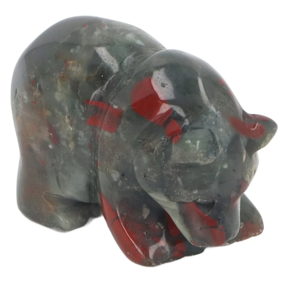 1pcs Hand Carved Carved Animal Statue Bloodstone African Bear Statue Bloodstone Crystal Decor restful styled Gemstone Figurine