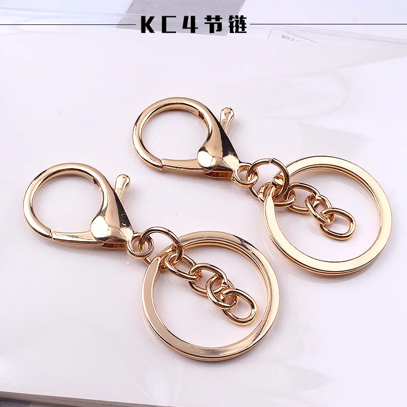 50pcs high quality 30mm Keyring Multiple Colors  Key Chains Rings Round Golden Silver-Plate Hook Lobster Clasp Keychain