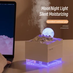 300ml Moon Air Humidifier Household Desktop Small Water Supplement Mist Sprayer For Bedroom Plants Humificador with Color Light