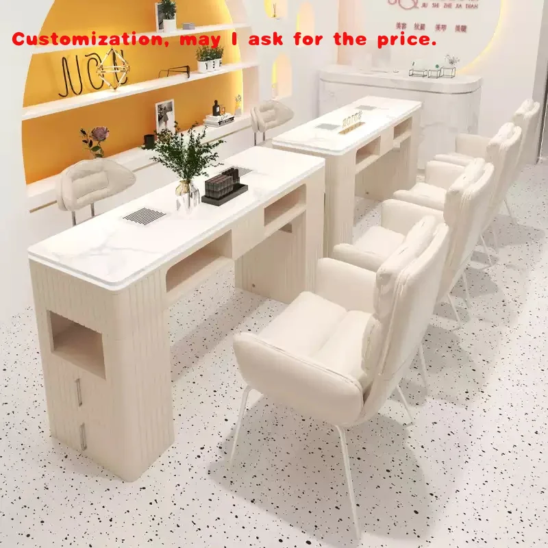 

custom.Yicheng Beauty Hot Selling Style Manicure Table with Chair Fashion Nail Table and Chair Salon Furniture Sale