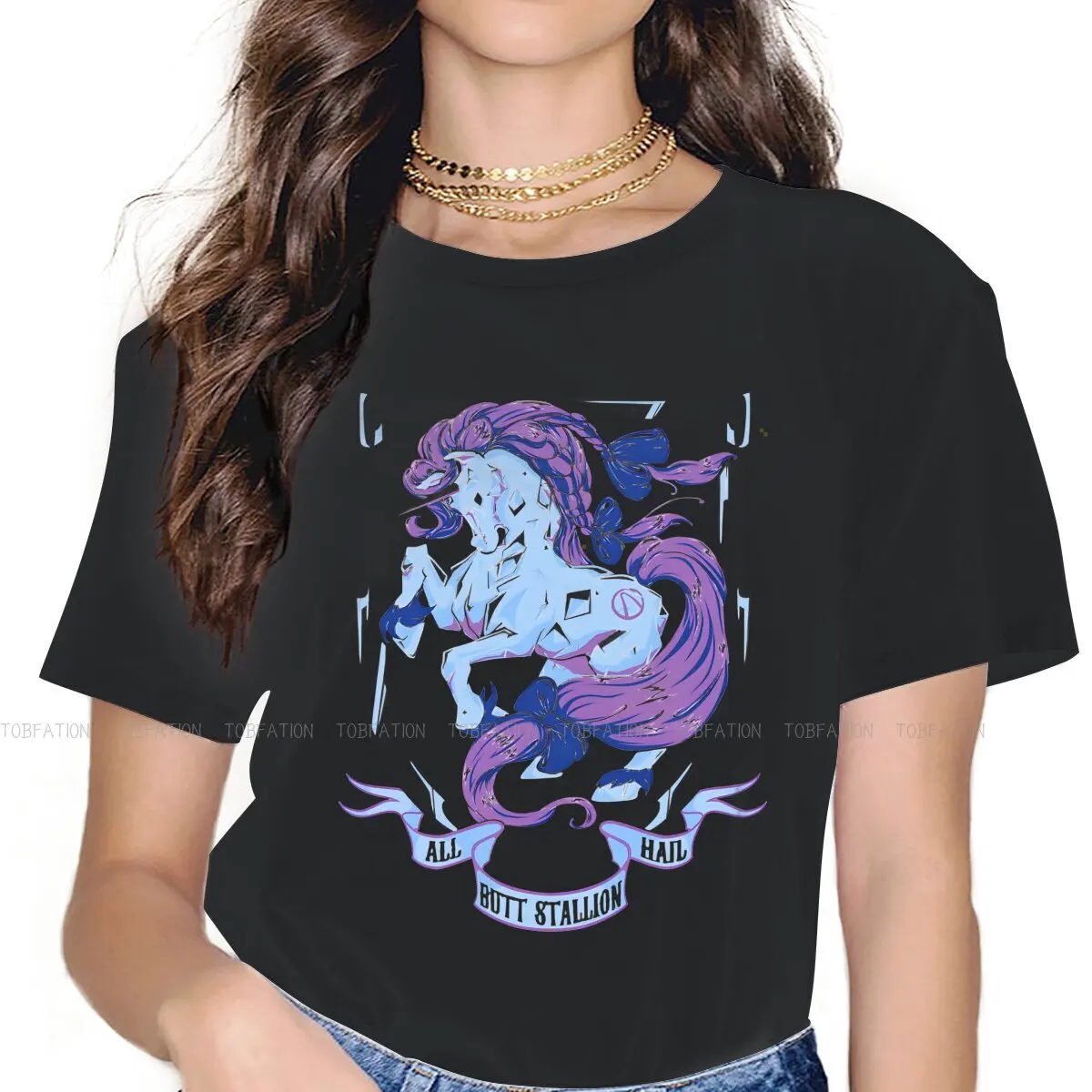 Diamond Monarch O Neck TShirt Cute Unicorn Cartoon Fabric Original T Shirt Woman Tops Fashion Big Sale