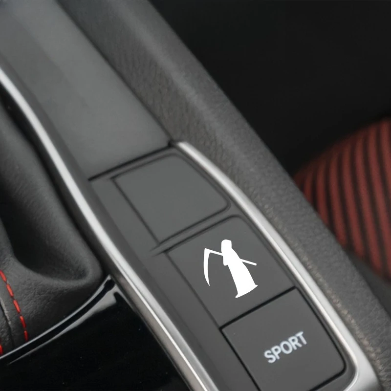 4Pcs Grim Reaper Vinyl Stickers Funny Car Dashboard Button Mini Decals For Vehicle Control Switches