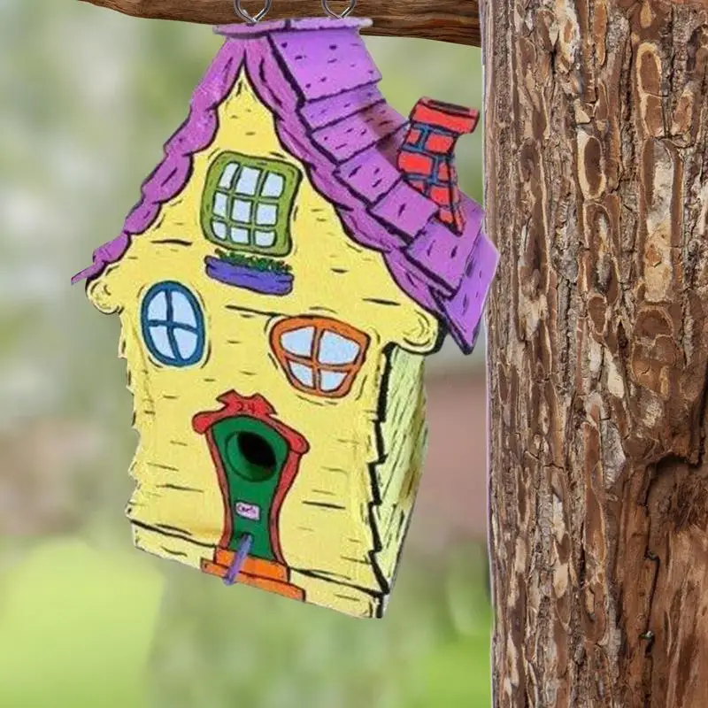 

Inspired Wooden Handmade Birdhouse Whoville Wood Decorative Large Blue Bird Houses Nests for Outside with Pole Hanging