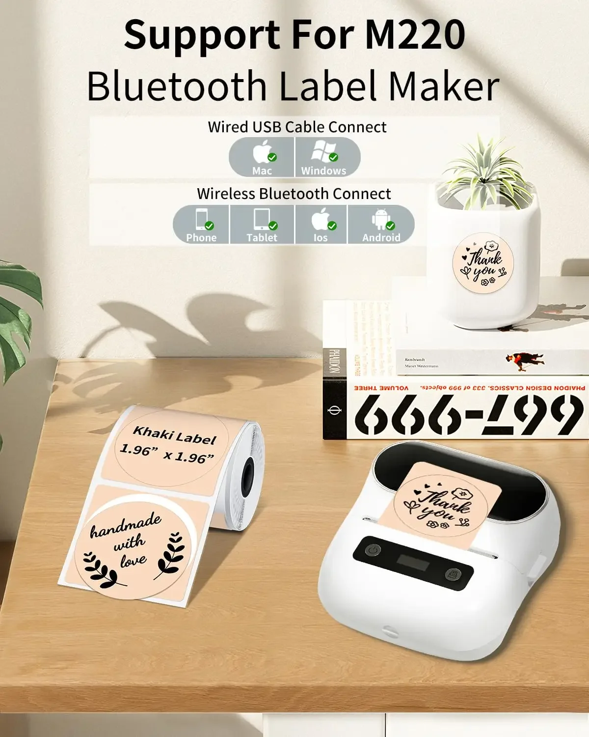 M110 Labels Color Label Thermal Paper White & Blue & Khaki Compatible with M110 M220 M221 M150 M250 M260 Label Maker Printer