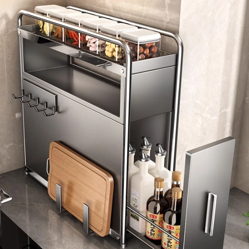 

Kitchen Household Multifunctional Narrow Side Drawing Seasoning Cabinet Countertop Multi-layer Shelves MSG Salt Tank Seasoning