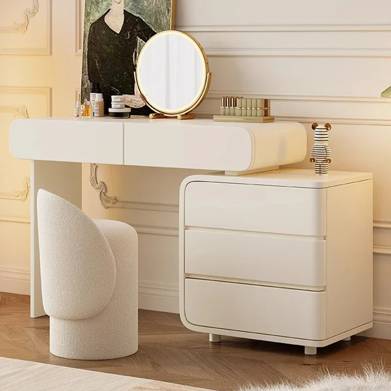 

Горячий современный белый деревянный светодиодный зеркальный туалетный столик, мебель для спальни, боковой шкаф, туалетный столик, роскошный деревянный комод с выдвижным ящиком
