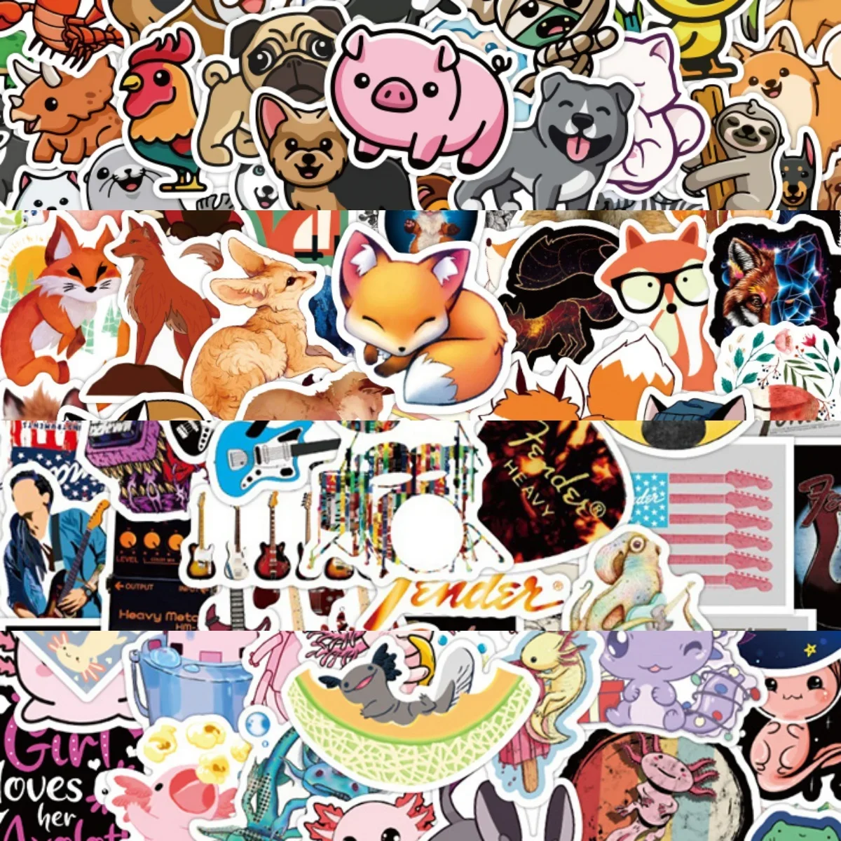 50pcs Random Style Cartoon Graffiti Stickers Suitable for Laptop Desktop Decoration Waterproof DIY Handbook Sticker Pack