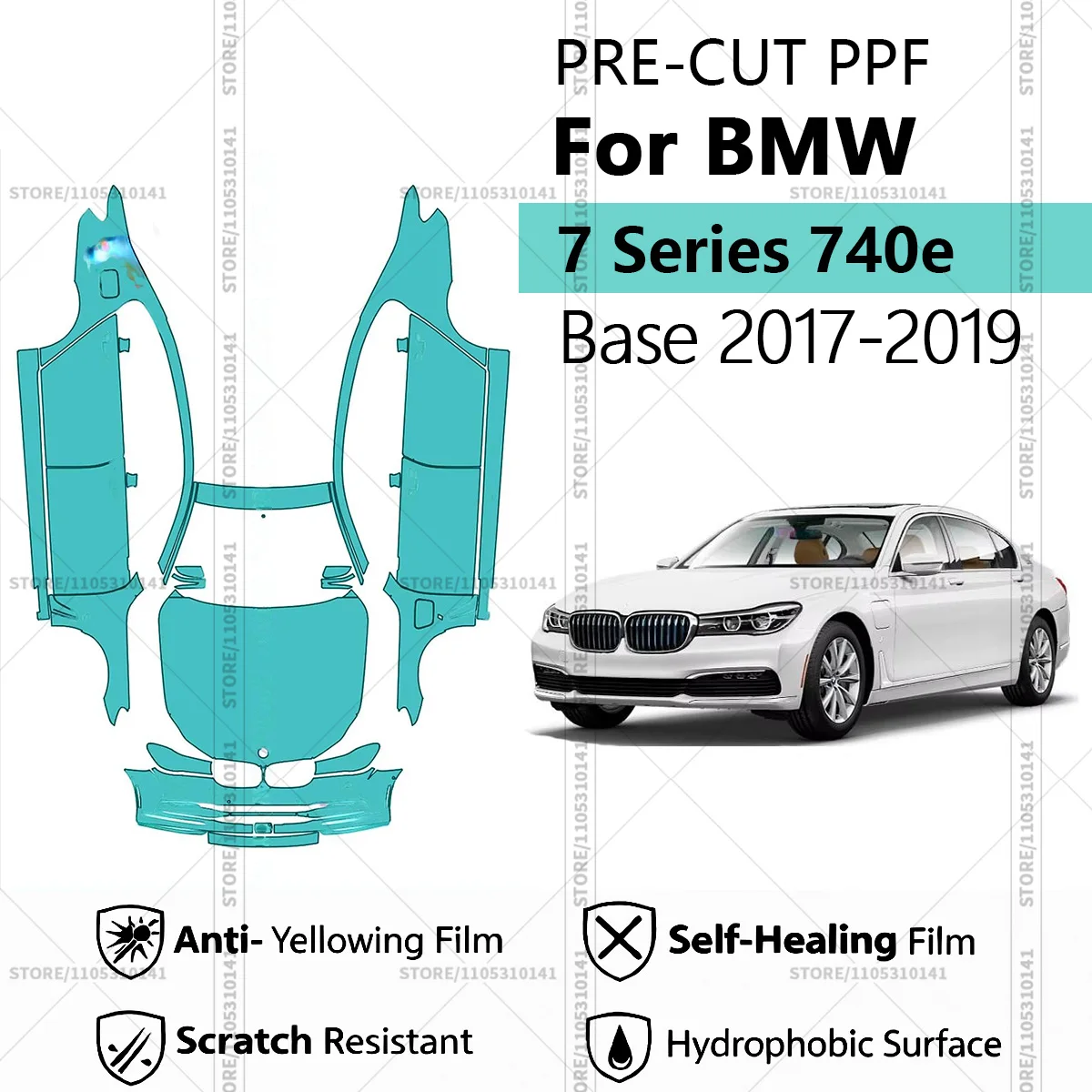 

For BMW 7 Series 740e Base 2017-2019 Pre-Cut Paint Protection Film PPF Transparent Car Film Automotive PPF Front Kit - Doors