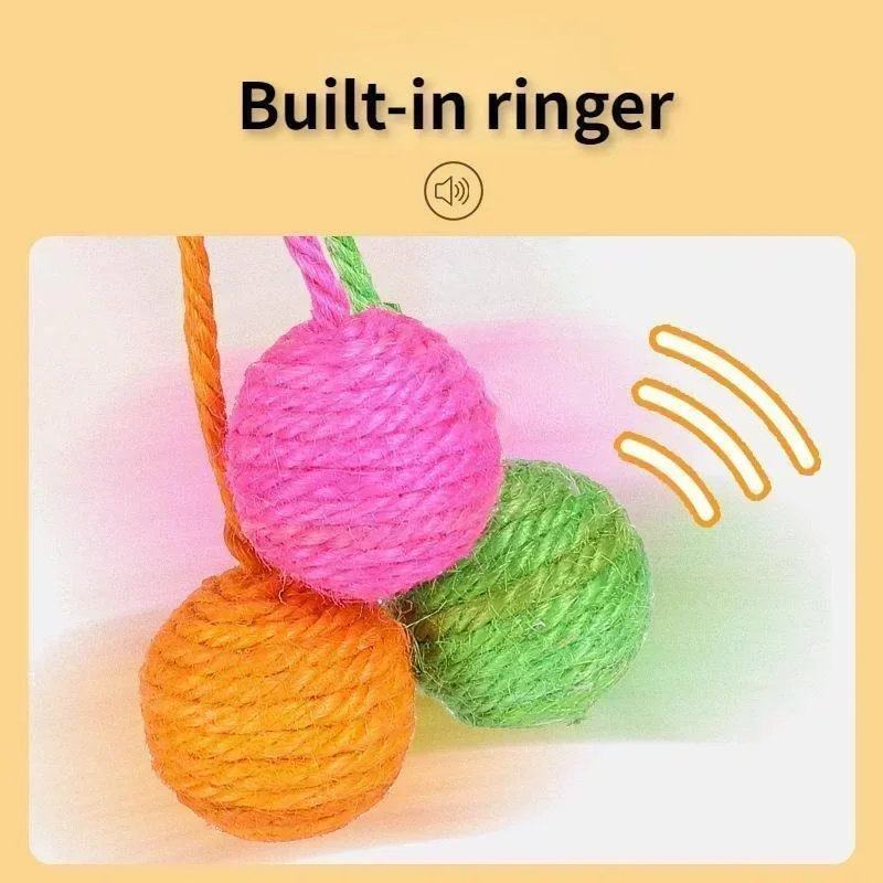 Pet Toy Cat Scratch Toy Cat Hanging Sisal Ball Built-in Bell Interactive Toy Pet Supplies cat toys  pet products