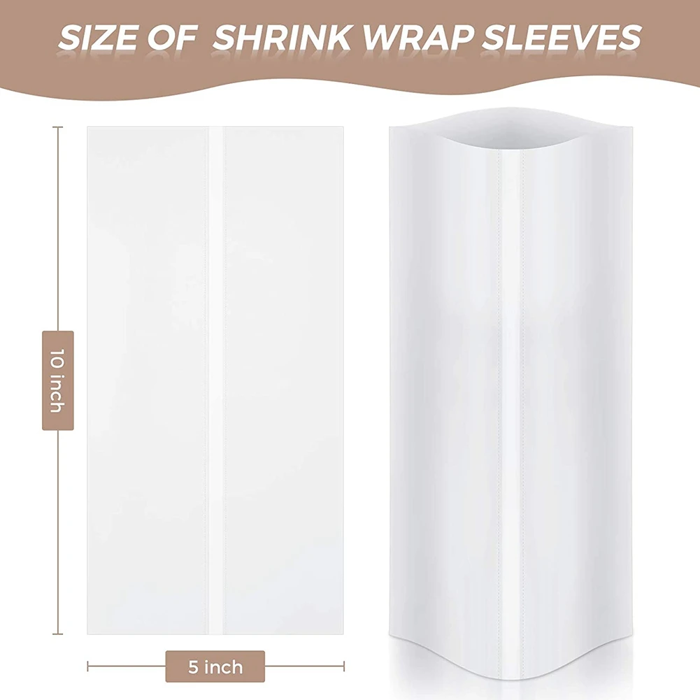 70Pcs Sublimation Shrink Wrap Film 5X10 Inch Heat Transfer Shrink Film Shrink Wrap Bags White Shrink Wrap Bands for