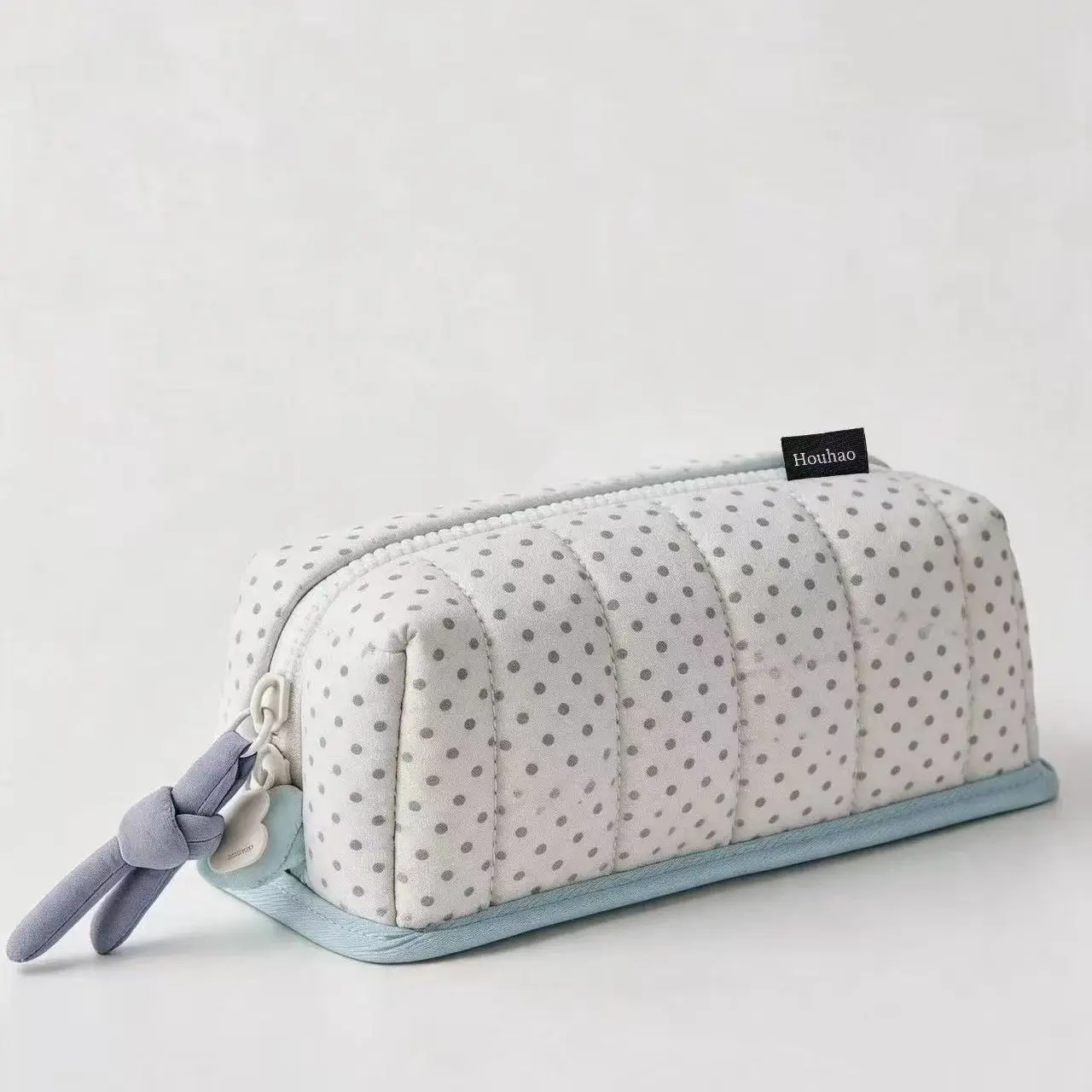 1pc Fashion Simple Dot Bowknot Pencil Case Student Stationery Large Capacity Desk Storage Handheld Pen Bag Kids School Supplies