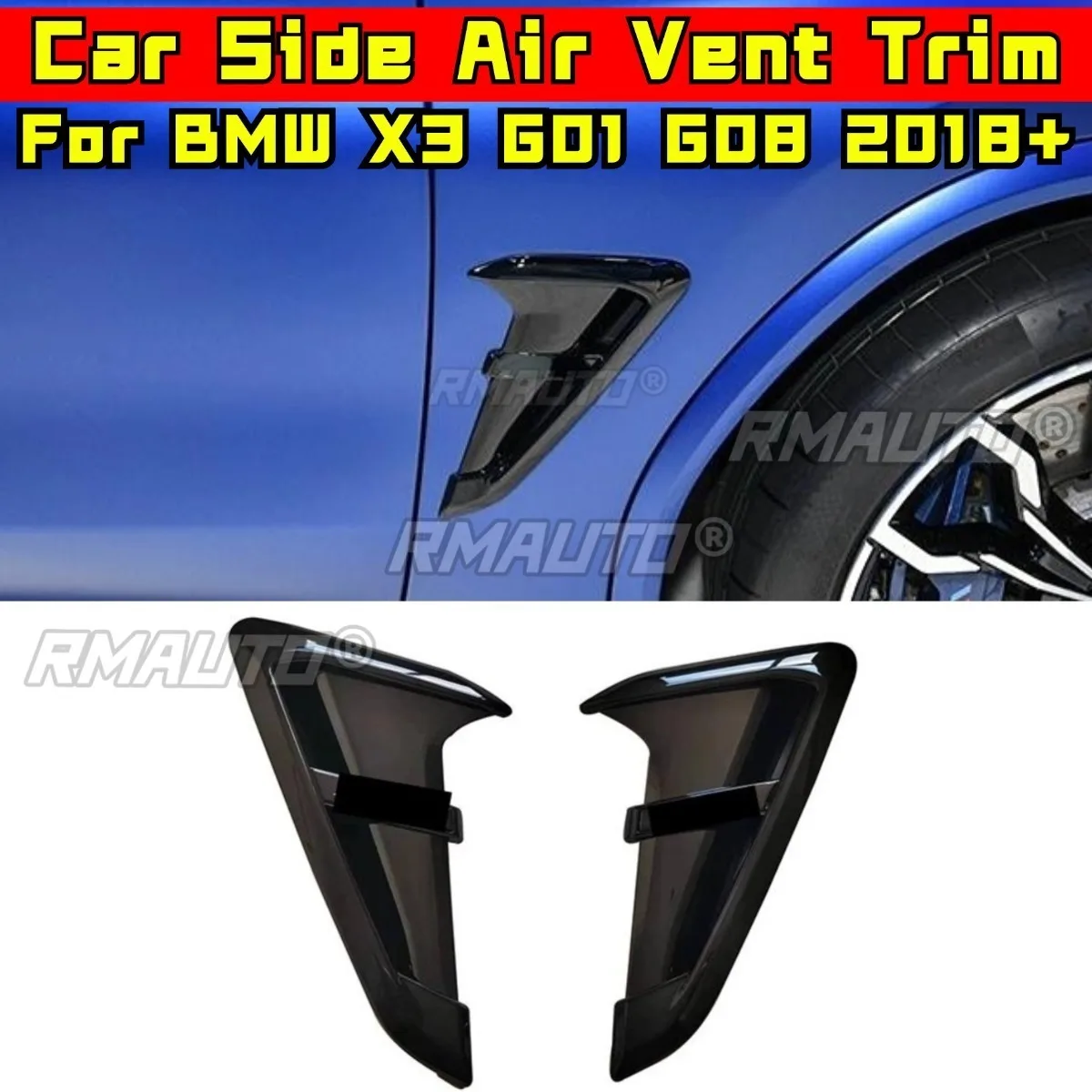 

Car Side Bumper Air Intake Vent Splitter Accessories For BMW X3 G01 G08 2018+ Rear Bumper Splitter Cover Air Vent Trim Body Kit