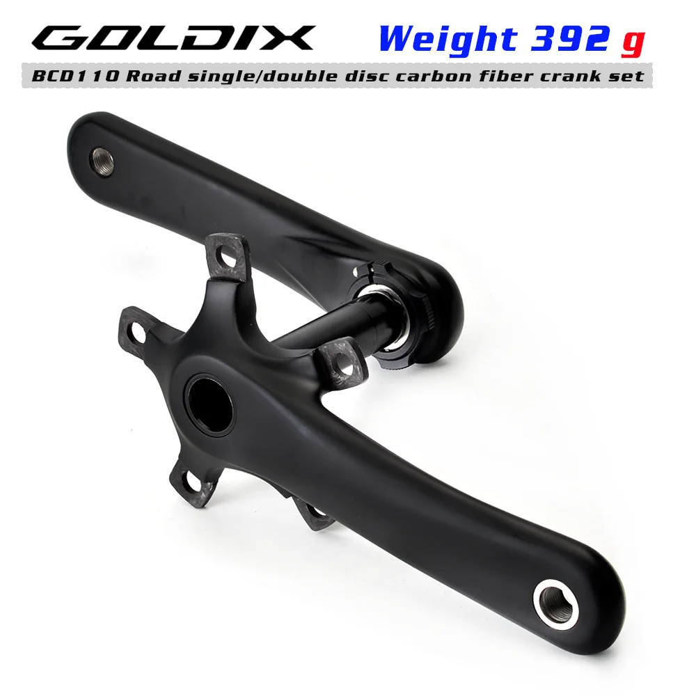 GOLDIX Carbon Fiber Crank 110BCD 5 Bolt 170mm Road Bike Crankset Single/Double Chainring for SHIMANO and SRAM 11S 12S