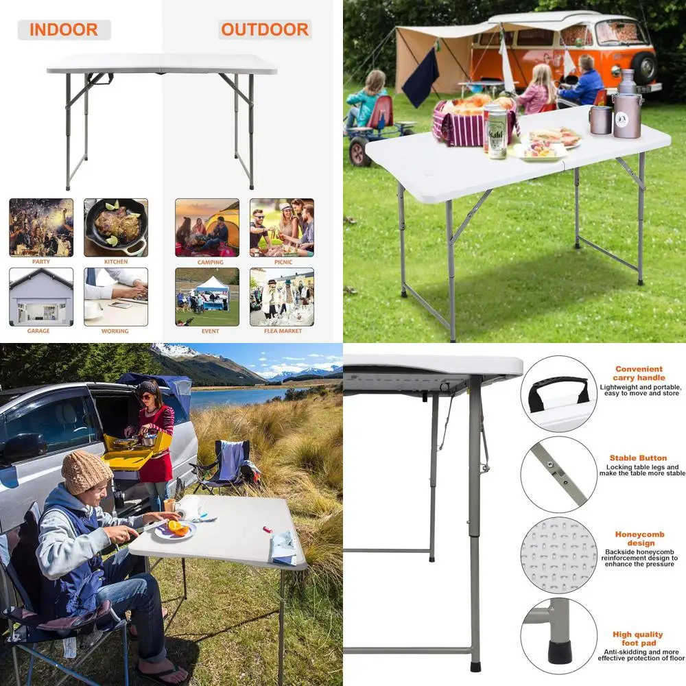 

Портативный пластиковый стол для пикника на 4 человека для столовой и кемпинга на открытом воздухе