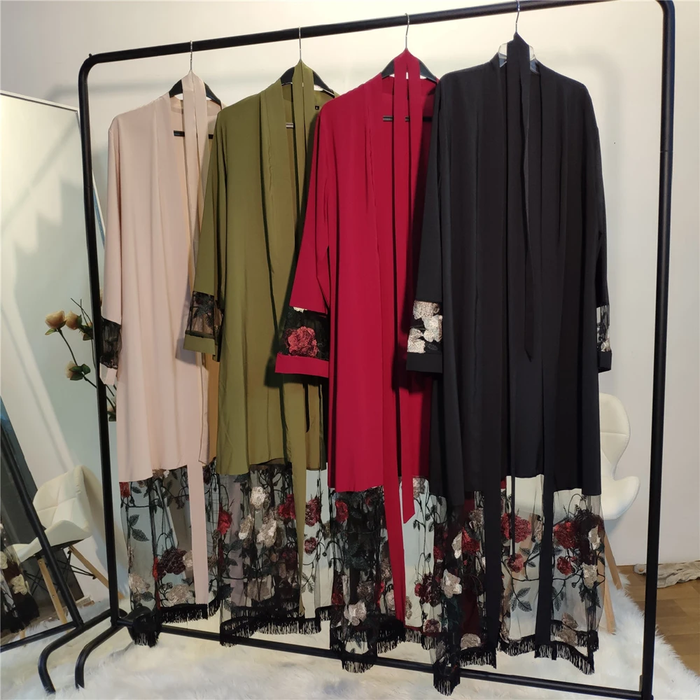 

Dubai Women Muslim Long Sleeve Open Cardigan Islamic Kimono Prayer Kaftan Vintage Embroidery Turkey Arab Dresses Ramadan Robes