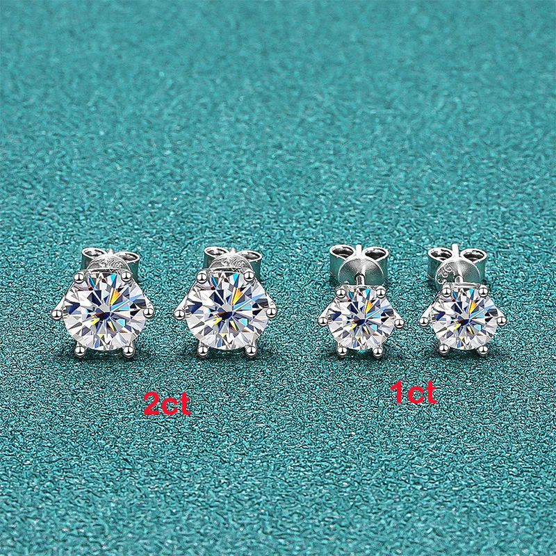 BIJOUX STORY Damen-Ohrstecker mit Moissanit-Schraube, D-Farbe, 925er-Sterlingsilber, 6-Zinken-Diamant, Hochzeit, edler Schmuck – Detail 12