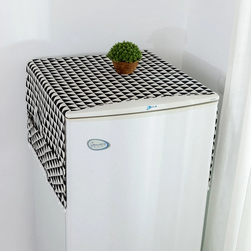 

Simple Multi-functional Refrigerator Cover Cotton and Linen Washing Machine Cover Organizer Bag Household with Storage Bag (Blac