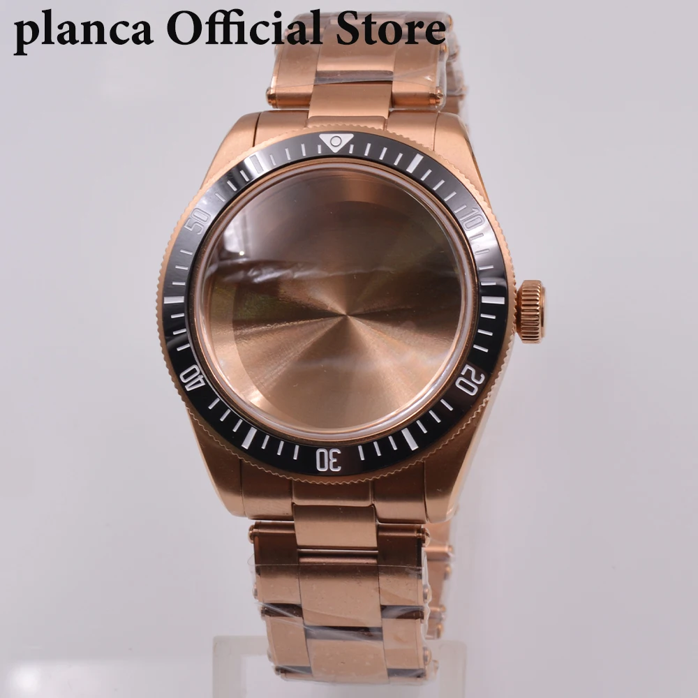 

39mm Sapphire glass Stainless steel Rose Gold Watch Case Fit NH34 NH35 NH36 PT500 ETA2824 Movement