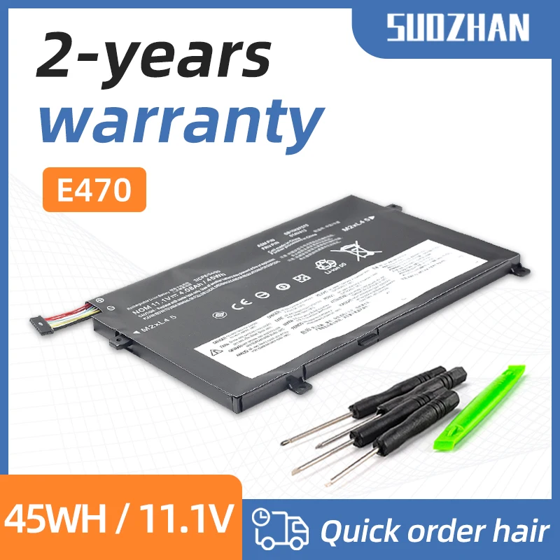 Suozhan 01av411 01av412 01av413 Bateria do Portátil para Lenovo Thinkpad E470 E470c Série E475sb10k97568 Sb10k97569 11.1v 45wh 4050ma