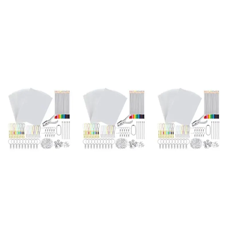 A98E-594 PCS Shrinky Art Paper Heat Shrink Sheet Plastic Kit Hole Punch Keychains Pencils DIY Drawing Art Supply