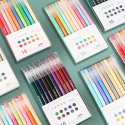 10pcs Multi Color Gel Pens Set Micron Tip Sweet Salt Morandi Retro Colors Quick Dry Ink Marker Liner Highlighter Drawing A6247