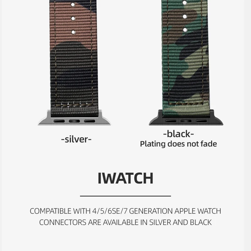 Handmade Double Layer Nylon Camouflage Watchband For Apple Watch 8 7 45MM 49MM Water Resistant Men Wearable Bracelet