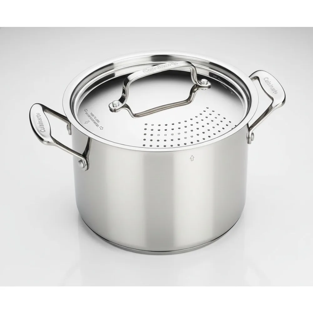 

6-канальная кастрюля для макарон из нержавеющей стали с крышкой-сителем — легко кипячение и слив для домашних поваров