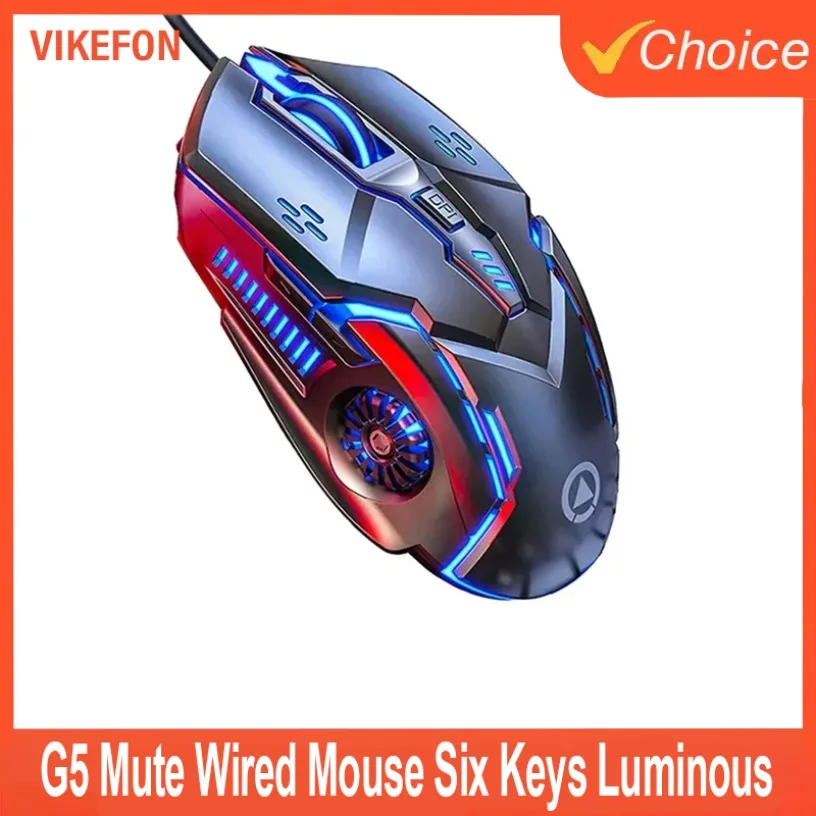 

Проводная мышь VIKEFON Silver Eagle G5 Mute, шесть клавиш, светящаяся игровая техника для киберспорта, компьютерные аксессуары, трансграничная доставка