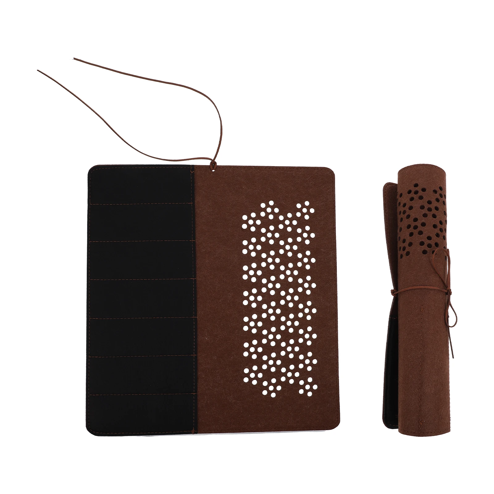 

2Pcs Calligraphy Brush Storage Bag Felt Artist Paintbrush Holder Roll Travel Pouch Hollow Pen Case Large Capacity Student