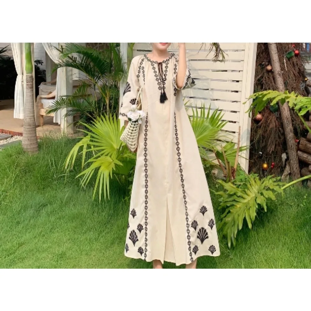 فستان نسائي مثير مطرز برباط علوي عتيق للحفلات المسائية ملابس نسائية أنيقة للشاطئ