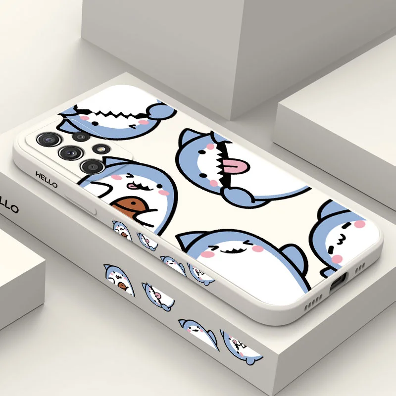 Cute Shark Case For Samsung A54 A34 A14 A73 A53 A33 A23 A16 A13 A72 A52 A52S A32 A12 A15 A25 A35 A55 A22 A06 A04 A04S 4G 5G