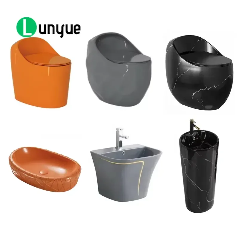 Orange Ceramic Siphon Integrated Flush Toilet Sanitary Ware New Product Bathroom Fixture Modern Design Water Saving Easy